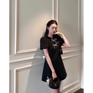 Adélia - Váy tweed tiểu thư phối nơ đá Tweed Dress