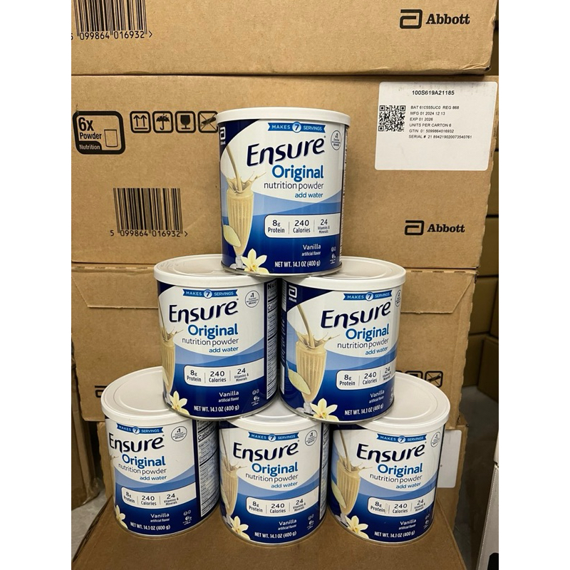 [ 01/2026 ] 1 thùng 6 lon Sữa bột Ensure Mỹ Original Nutrition Powder hương vanilla 400g/lon