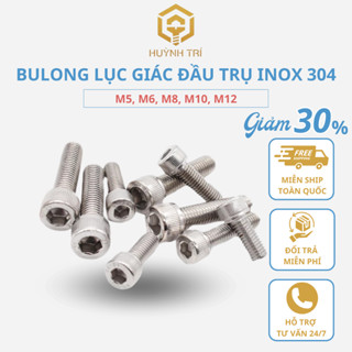 Bulong lục giác đầu trụ Inox 304 M4, M5, M6, M8, M10, ốc lục giác inox 304 đủ size loại tốt - Bulonghuynhtri