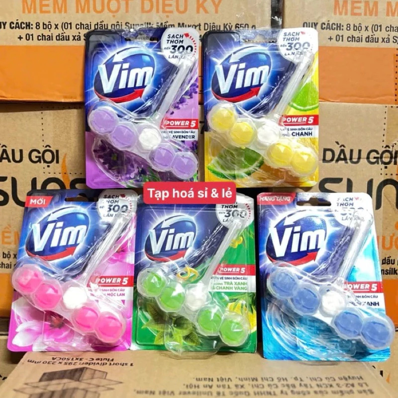 Viên Treo Bồn Cầu VIM POWER 5 Sạch Khuẩn Thơm Mát 55G đủ màu