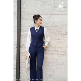  Set Áo Gile Và Quần Suông Nữ UNIVTH Sát Nách Dáng Peplum Phối Đai Sau Công Sở Cao Cấp 5UJLB601 - 5UQB101 TT0 #5UA0331H 