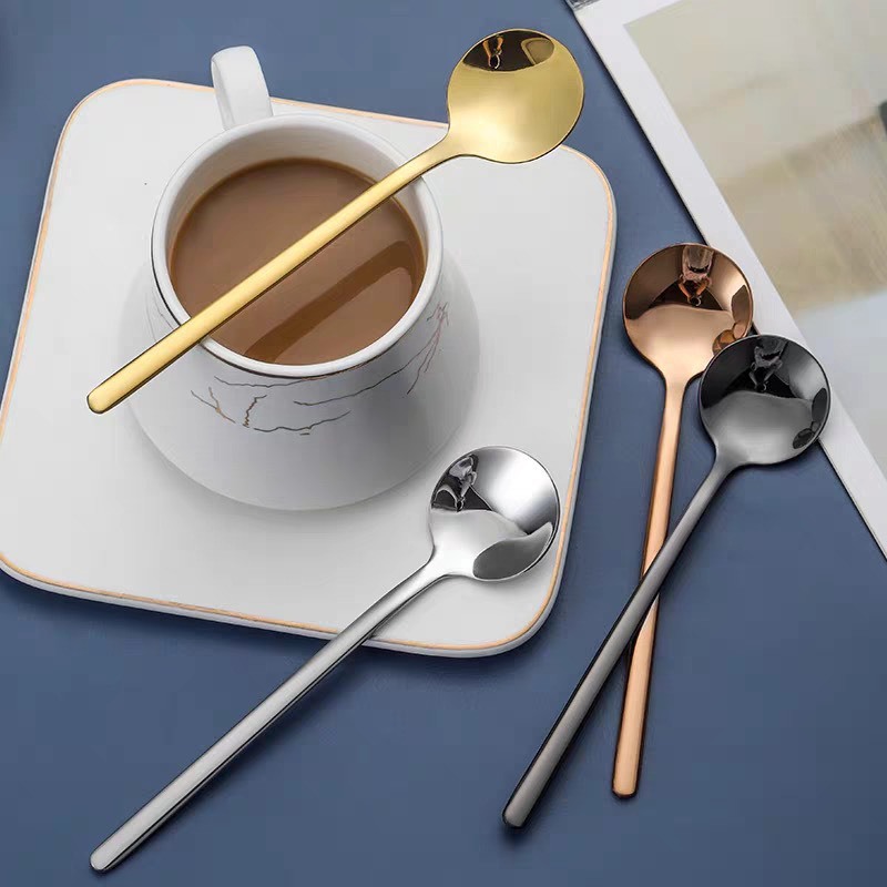 SET 10 Chiếc Thìa Muỗng Cà Phê Dài 10cm 13cm 17cm Chất Liệu Inox 304,Muỗng Cà Phê Cán Dài Dùng Cho C