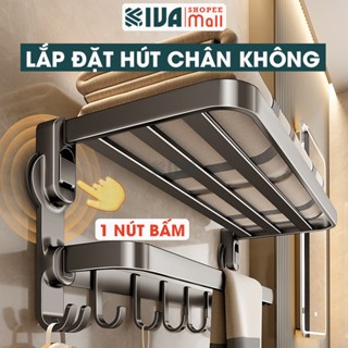 Giá kệ để, treo khăn nhà tắm KIVA, lắp đặt hút chân không, chất liệu nhôm hàng không