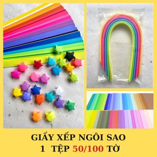    100 tờ  giấy xếp sao theo màu tự chọn 1*24 cm thủ công mỹ thuật 