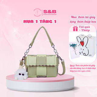 Túi hộp đan ô vuông sành điệu, Túi handmade tự đan, Túi đeo chéo nữ Size 18 S&B Handmade