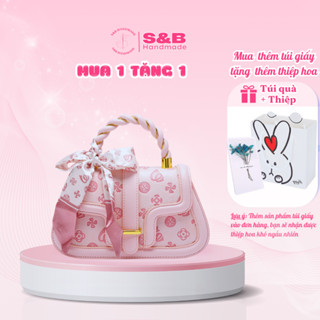  Túi xách nữ S&B HANDMADE - Túi tự đan da Pu cao cấp họa tiết hình hoa dập nổi xinh xắn B101 