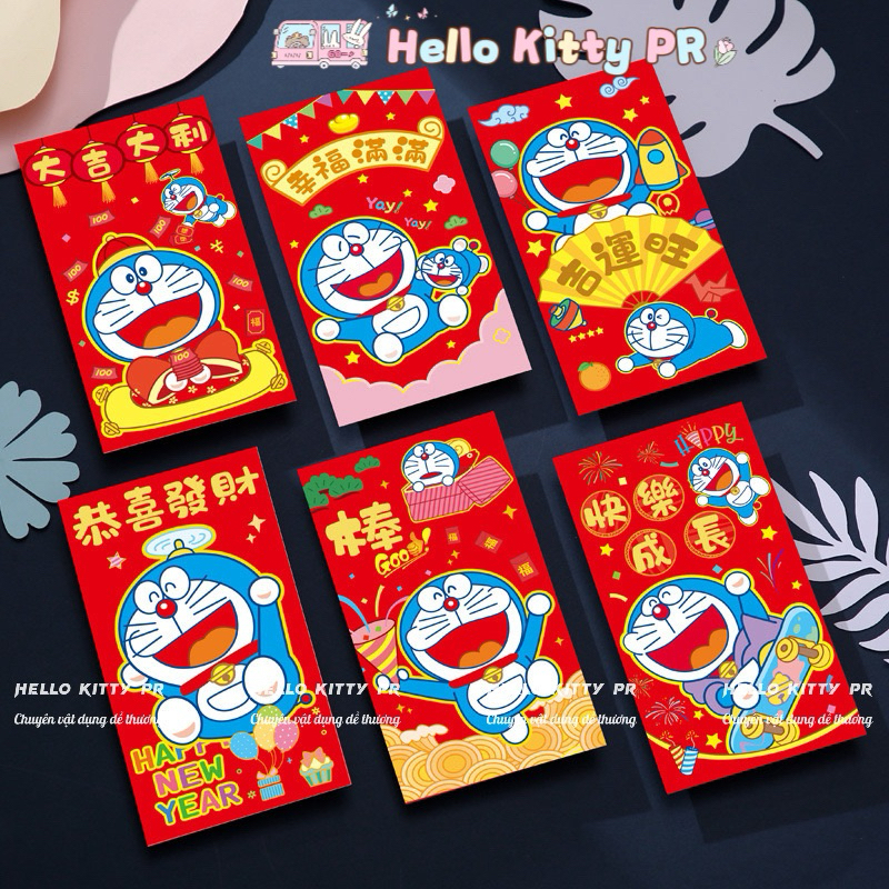 Set 6 bao lì xì Doremon Doraemon