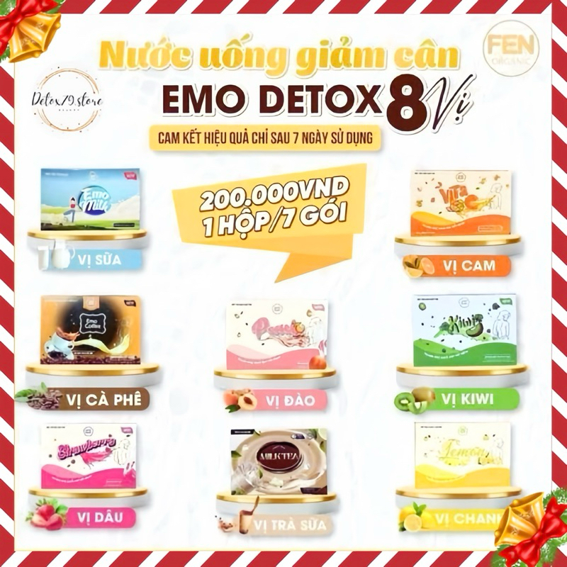 Emo Detox hỗ trợ Giảm Cân - Nuớc uống Giảm Cân EmoSlim [Có quà tặng + che tên ] chính hãng