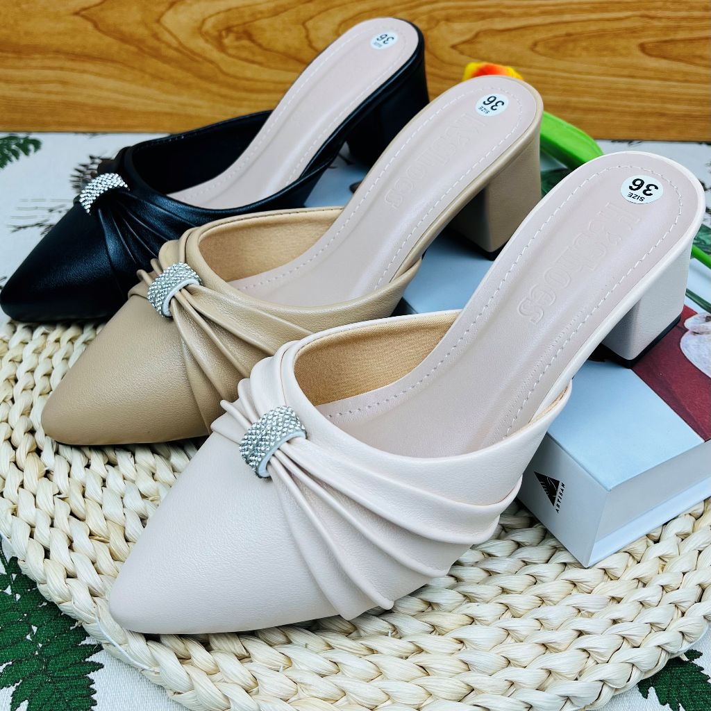  HN-14 Giày Dép Nữ Sục 5P Nơ Xếp Xoàn Chuẩn Size Êm Chân Chuẩn Hàng Shop - HẠNH NGUYÊN STORE 