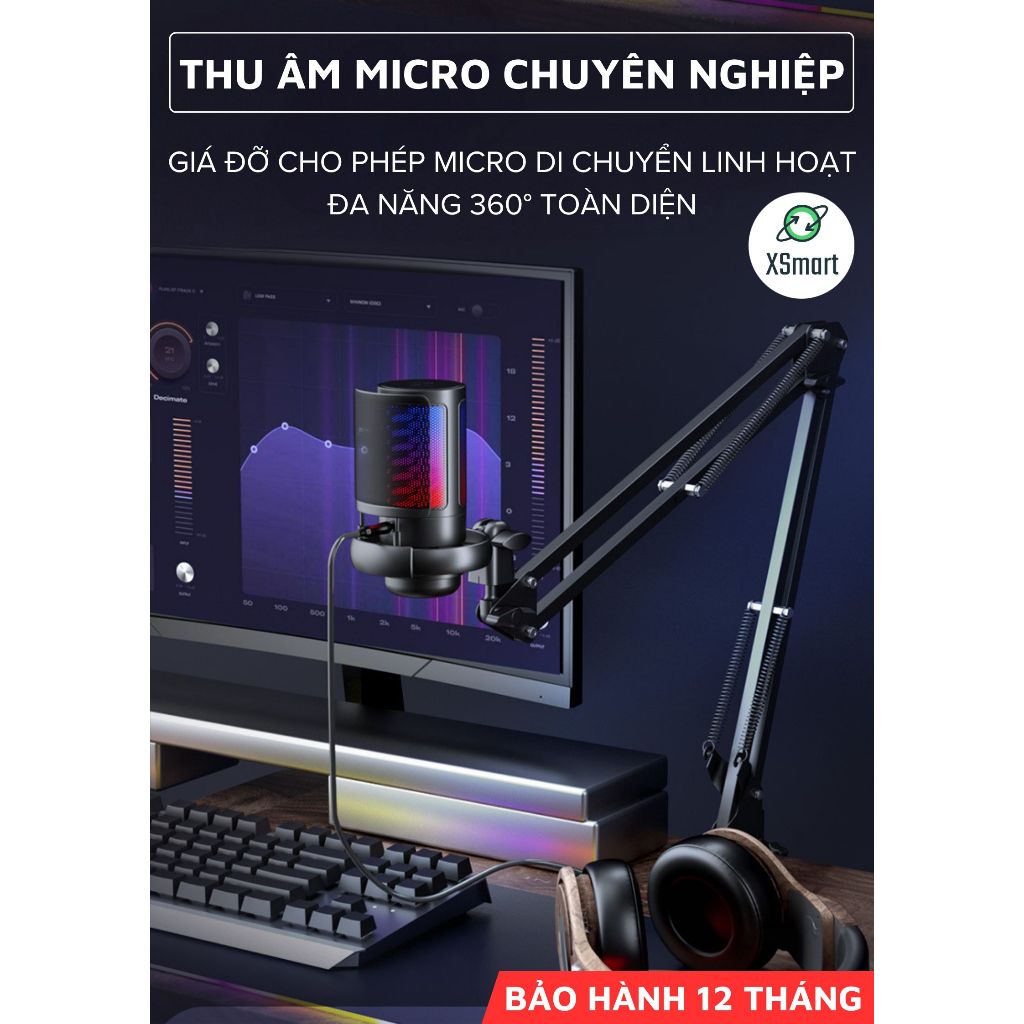 Micro Thu Âm Livestream Chuyên Nghiệp ShouFei ME6S Lọc Tạp Âm, LED RGB, Thu Âm 360° Cho Pc Laptop | BigBuy360 - bigbuy360.vn