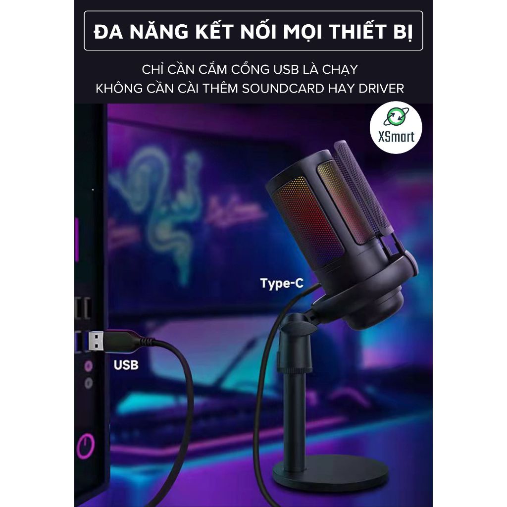 Micro Thu Âm Livestream Chuyên Nghiệp ShouFei ME6S Lọc Tạp Âm, LED RGB, Thu Âm 360° Cho Pc Laptop | BigBuy360 - bigbuy360.vn