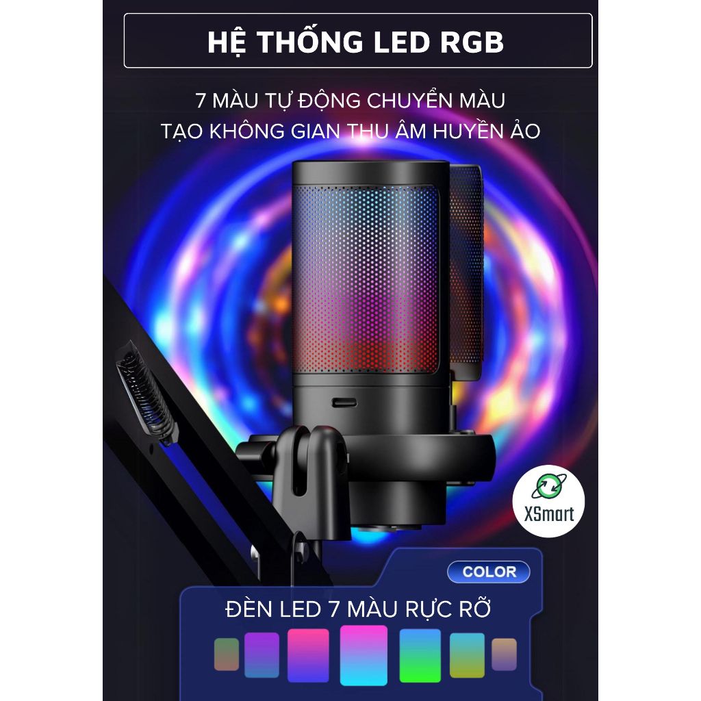 Micro Thu Âm Livestream Chuyên Nghiệp ShouFei ME6S Lọc Tạp Âm, LED RGB, Thu Âm 360° Cho Pc Laptop | BigBuy360 - bigbuy360.vn