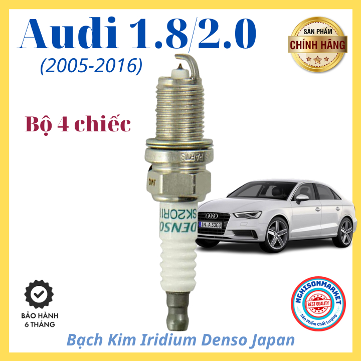 Bugi xe Audi A2 A3 A4 A5 A6 Q3 Q5 S3 TT TTS Quattro bạch kim iridium denso Japan (2005-2016)
