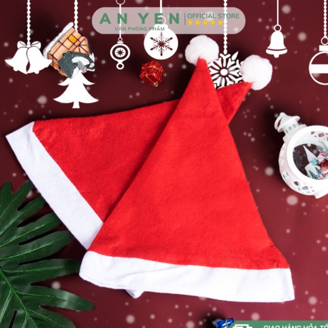 10 Mũ Noel , Mũ  Giáng Sinh đỏ vải nỉ