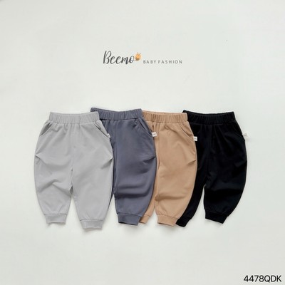 Quần dài Beemo jogger trơn vải cotton cho bé trai mặc đi chơi, đi học từ 9-24kg 4478QDK