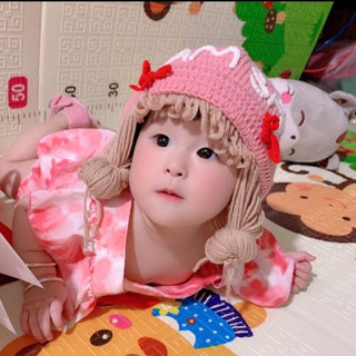 Nón len bím tóc vành lật tóc búi đính nơ cho bé (gắn tên vui lòng inbox shop)