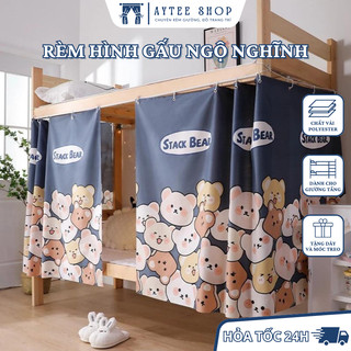  Rèm giường tầng ký túc xá chắn nắng cản bụi hình gấu ngộ nghĩnh tặng dây và móc treo 2mx1m15 
