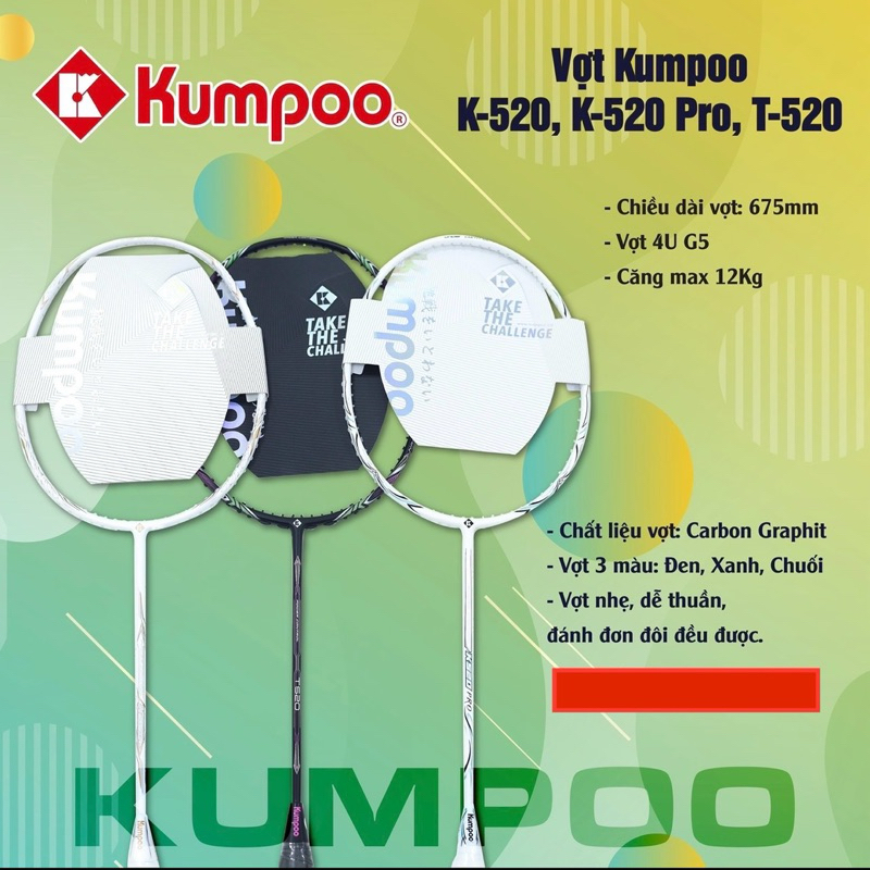 Vợt cầu lông Kumpoo K520 Pro chính hãng +tặng kèm 2 quấn cán và bao đựng