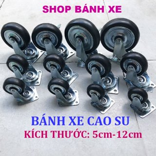 BÁNH XE ĐẨY HÀNG BẰNG CAO SU 2 VÒNG BI XOAY CÓ KHÓA VÀ KHÔNG KHÓA, ĐỦ KÍCH THƯỚC