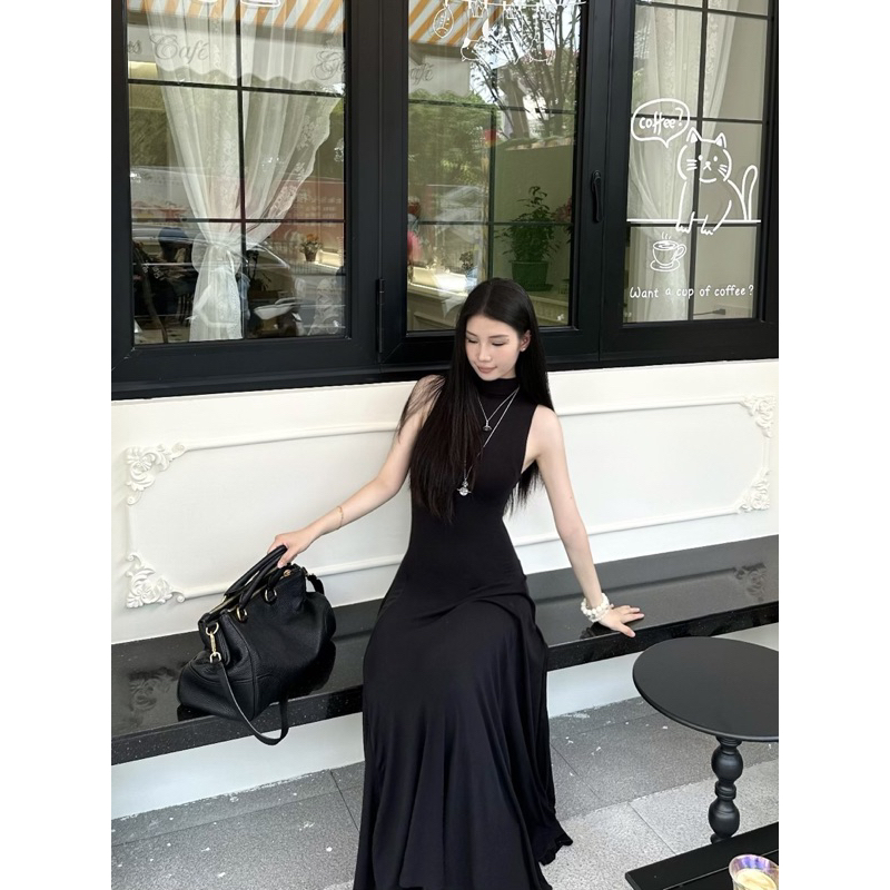 Đầm thun maxi sát nách cổ lọ phong cách thu đông basic | BigBuy360 - bigbuy360.vn