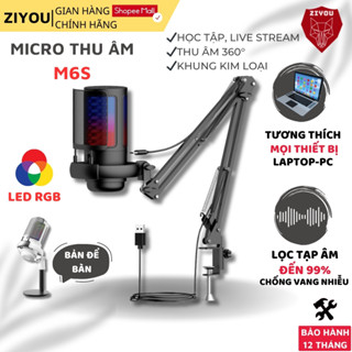Micro Livestream Thu Âm Chuyên Nghiệp Ziyou ShouFei ME6S LED RGB, Màng Lọc Tạp Âm, Thu Âm Đa Hướng