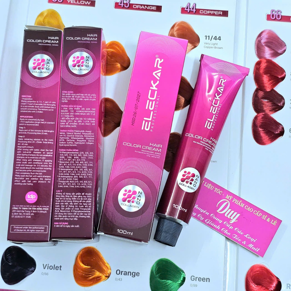 Thuốc Nhuộm Tóc ELECKAR (Hồng) 100ml - Đủ Màu - KHÔNG Kèm Oxy Trợ Nhuộm