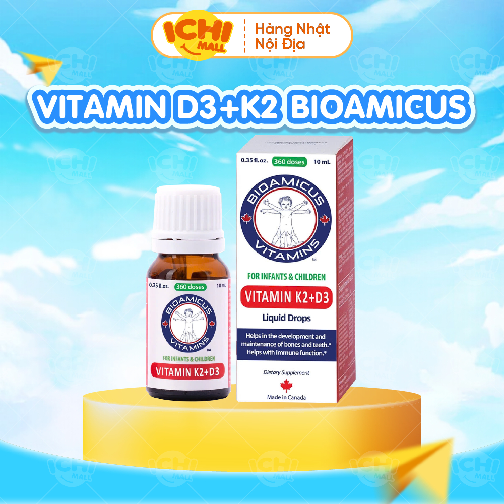 Vitamin K2+ D3 BioAmicus Dạng Giọt Cho Trẻ Sơ Sinh 10ml _Ichimall