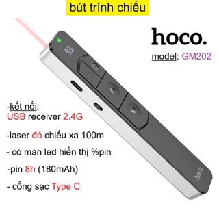 Bút trình chiếu pin sạc lazer đỏ  Hoco Gm202 cổng sạc Type C dung lượng pin 180mAh