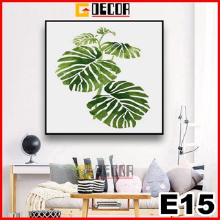 Tranh treo tường vuông canvas 1 bức khung gỗ E15 tranh hoa lá trang trí phòng khách phòng ngủ spa 