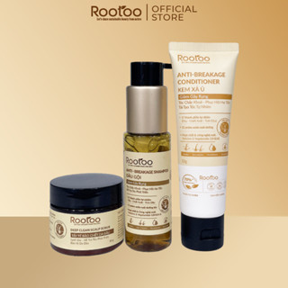 Combo 3 Sản Phẩm Dầu Gội, Dầu Xả Ủ, Tẩy Tế Bào Chết Da Đầu Giảm Gãy Rụng Tóc Rootoo Thuần Tự Nhiên Travel Size Tiện Dụng