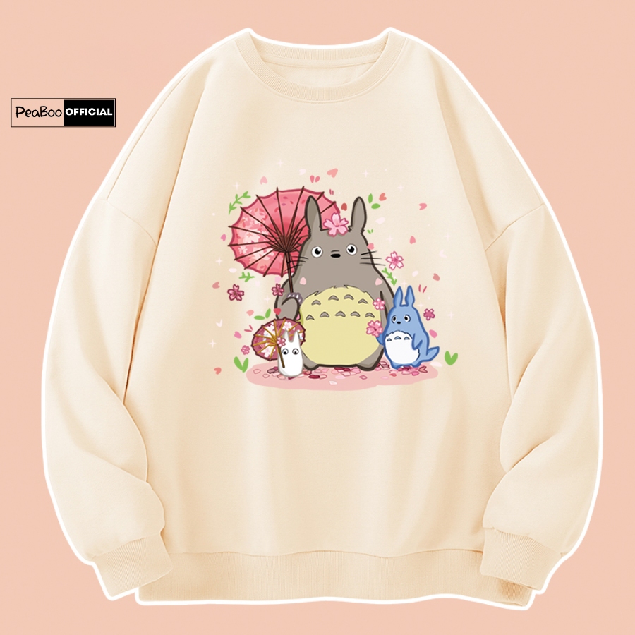 Áo Sweater Totoro Nam Nữ By PEABOO Unisex Chất Nỉ Lót Bông Form Rộng
