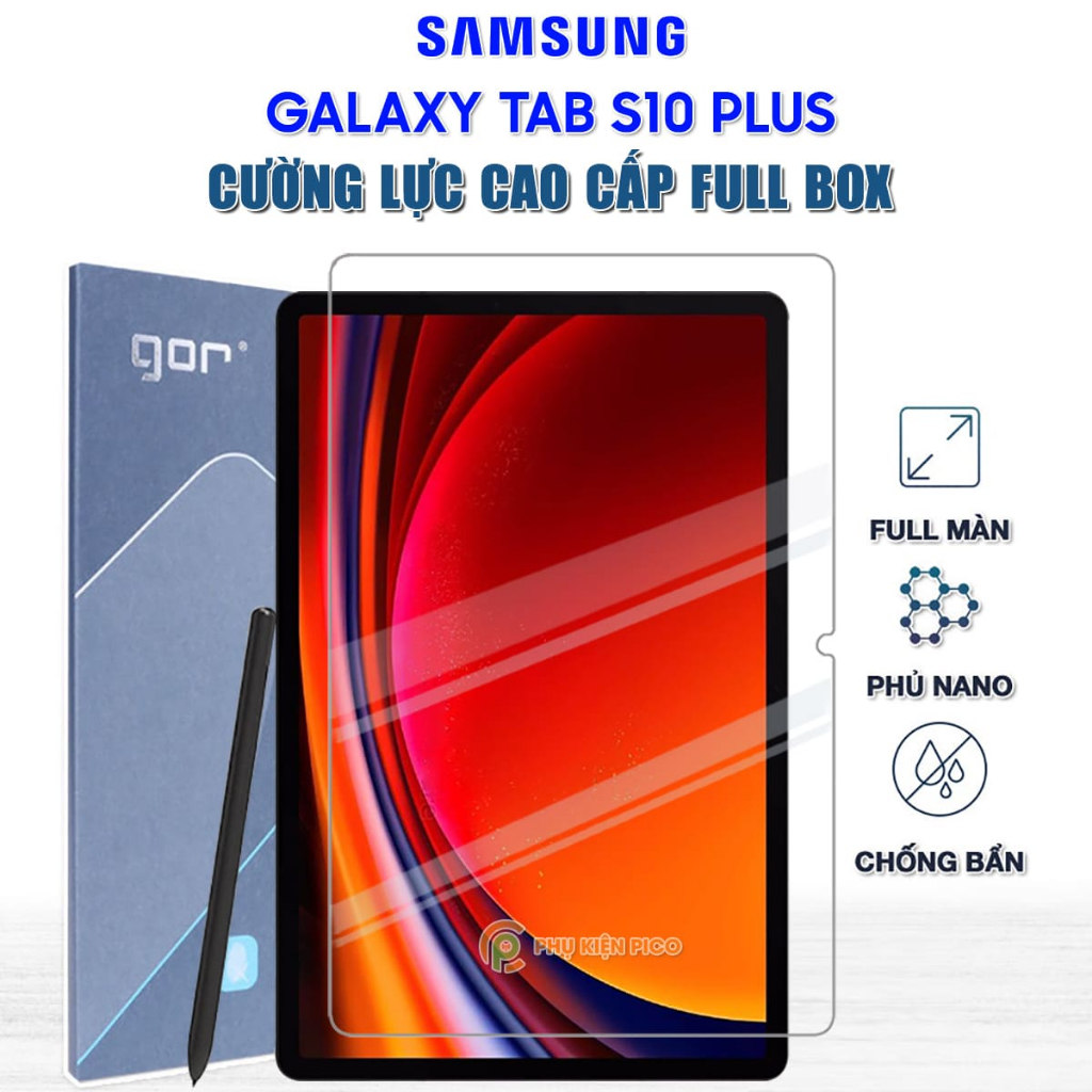 Kính cường lực Samsung Tab S10 Plus full màn chính hãng Gor Dán màn hình Samsung Galaxy Tab S10 Plus