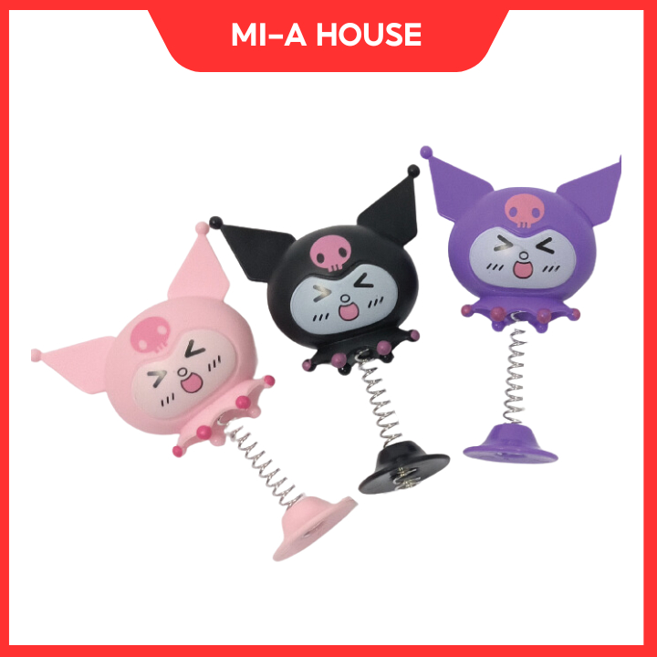 Kuromi gắn mũ bảo hiểm có lò xo xinh xắn, đáng yêu - có đế hút và keo dán 3M chắc chắn