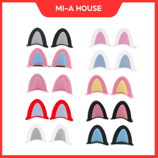 Tai mèo hai màu gắn, custom mũ bảo hiểm nửa đầu, 3 phần 4, siêu xinh Mi-a house