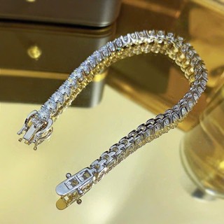  Lắc tay tennis 4 5 6 li cho nam bạc xi bạch kim khóa hộp kèm khóa phụ 