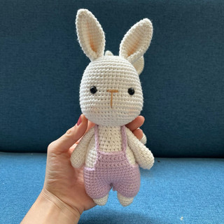Amigurumi - Set Len Tự Móc Thỏ Mặc Yếm