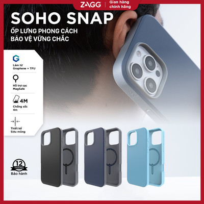 [iPhone 16 Series] Ốp lưng ZAGG PH SoHo Magsafe chống sốc 3m bảo hành 1 năm 1 đổi 1