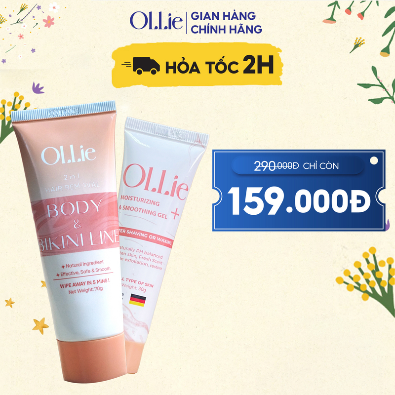 [Độc quyền Livestream] Kem tẩy lông OLLIE , tẩy lông vùng kín, nách, tay, chân, triệt lông an toàn không đau rát 50ml