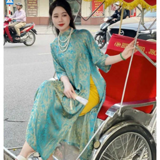  Mẫu áo dài trung niên chất liệu gấm mềm mát áo dài _SUNNY_suông bầu dự tiệc cưới hỏi lễ tết đẹp 