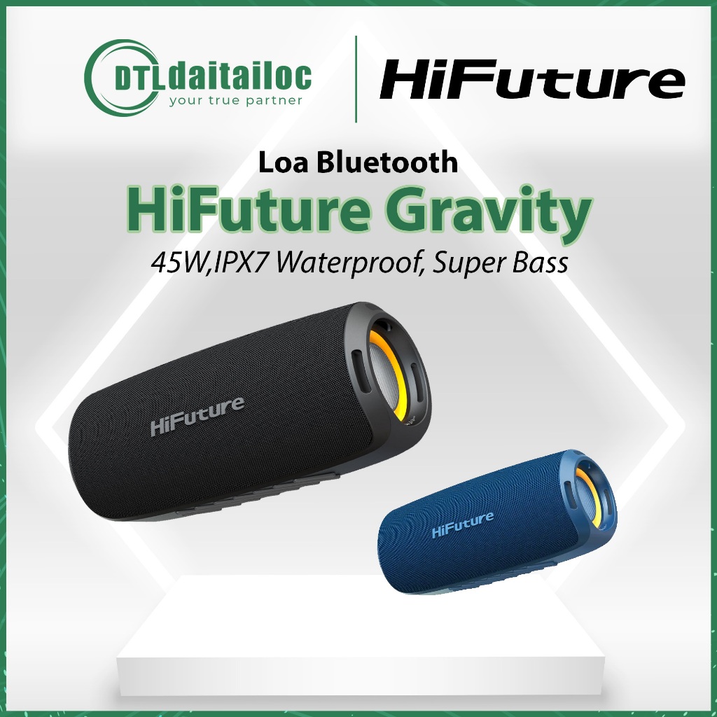 Loa Di Động Bluetooth Hifuture Gravity (45W, Chống nước IPX7, Super Bass) - Hàng Chính Hãng