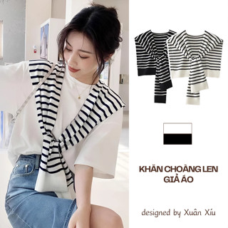 Khăn choàng giả áo vắt vai kẻ sọc nhiều màu phong cách hàn quốc XUANXIU