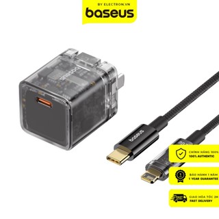 Bộ sạc nhanh 20W Baseus Gan5 Fast Charger 1C trong suốt (PD/QC Multi Quick Charge Support, Smart Protect) kèm cáp 20W