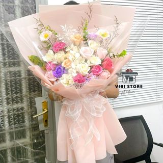  Hỏa tốc  Bó hoa sáp mix hiện đại size đại 80-90cm 