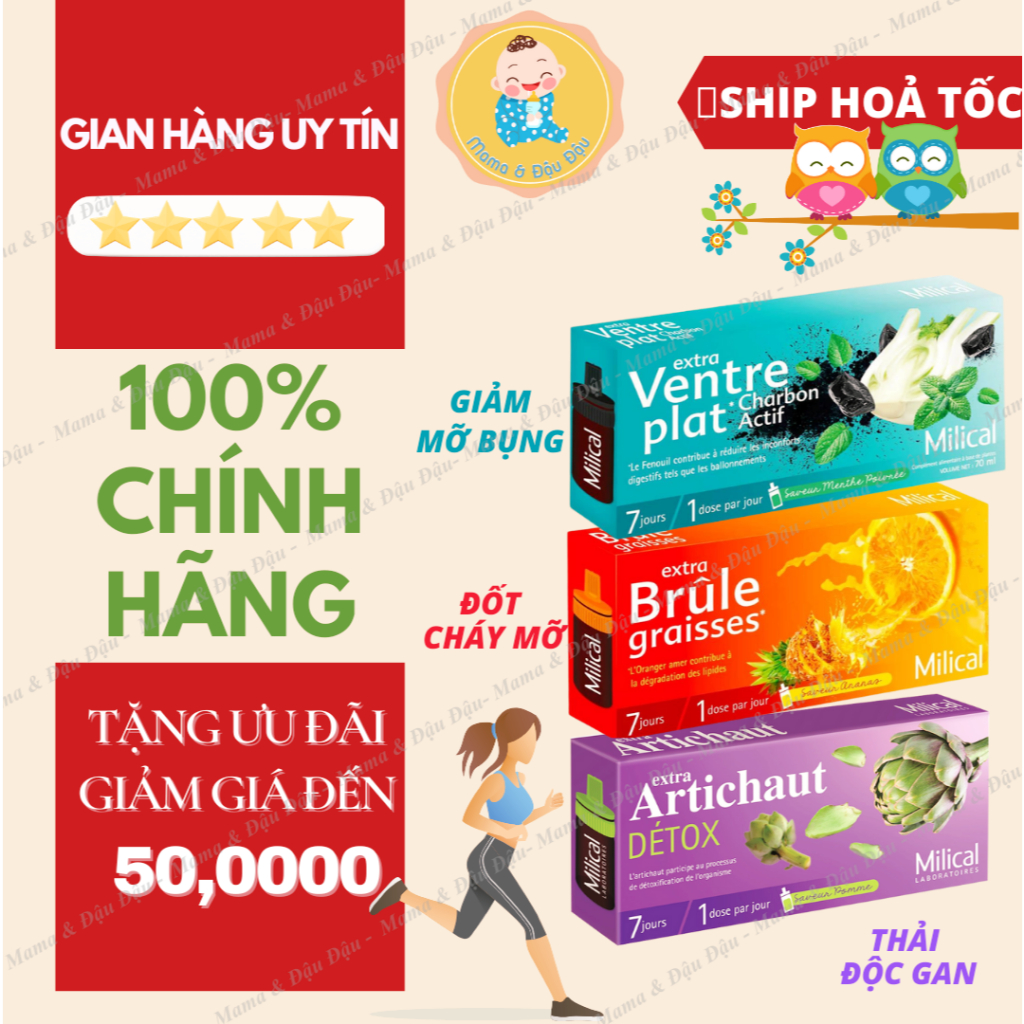 [Mẫu mới][Date 2026] Nước uống Detox Milical giảm mỡ, mát gan, thải độc- hộp 7 ống