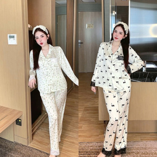 Bộ Lụa Mặc Nhà Pijama Nữ Chất Lụa Cao Cấp Mát Mềm Mịn