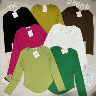  ÁO THUN CỔ VUÔNG DÀI TAY THỜI TRANG XINH XẮN 