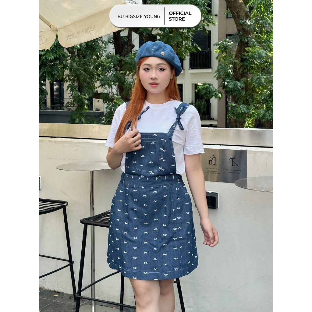 Yếm Jeans nơ  BIGSIZE (55kg đến 95kg) – 24ĐYD175 - [BU Bigsize Young]