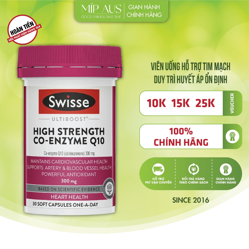 Viên Uống Hỗ Trợ Tim Mạch Hàm Lượng Cao - Swisse Ultiboost High Strength Co-enzyme Q10 300mg