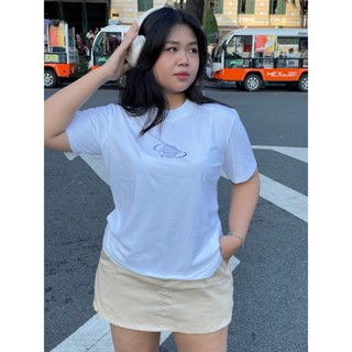 Áo baby tee Nữ Cổ Tròn in lụa Qủa địa cầu chất cotton mềm mát bigsize 90kg