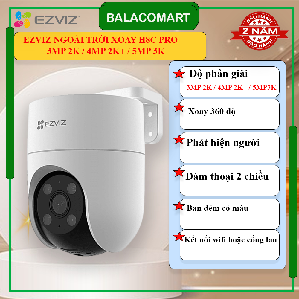 Camera ngoài trời xoay EZVIZ H8C PRO 3MP 4MP 5MP có màu ban đêm đàm thoại 2 chiều